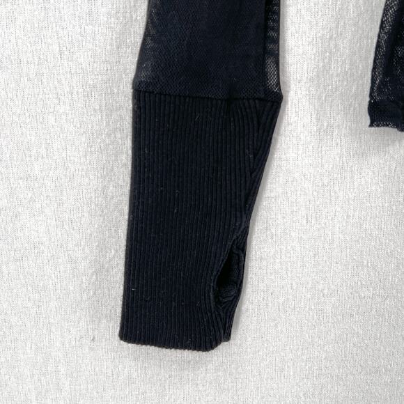 ENZA COSTA Mesh Cuffed Turtleneck Top Womens Medium Black Layering Minimal NEW - Picture 11 of 16